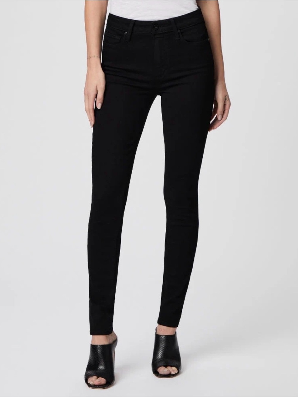 Paige Hoxton Ultra Black Skinny Jeans in Deep Black